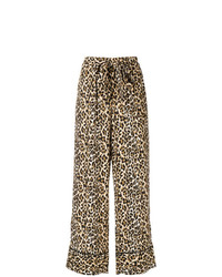 Светло-коричневые широкие брюки с леопардовым принтом от Gold Hawk