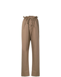 Светло-коричневые широкие брюки от Maison Flaneur
