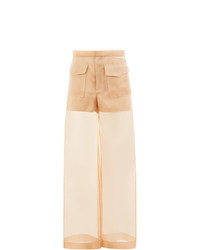 Светло-коричневые широкие брюки от Maison Margiela