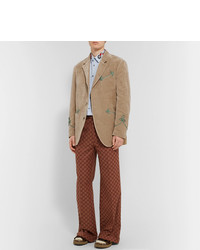 Мужской светло-коричневый бархатный пиджак от Gucci