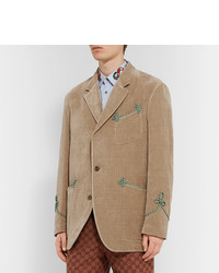 Мужской светло-коричневый бархатный пиджак от Gucci