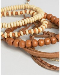 Мужской светло-коричневый браслет из бисера от Asos