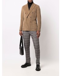 Мужской светло-коричневый вельветовый двубортный пиджак от Circolo 1901