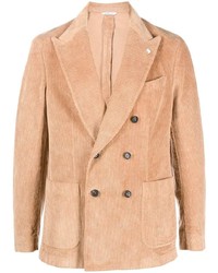 Мужской светло-коричневый вельветовый двубортный пиджак от Manuel Ritz
