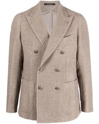 Мужской светло-коричневый вельветовый двубортный пиджак от Tagliatore