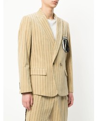 Мужской светло-коричневый вельветовый пиджак в вертикальную полоску от Yoshiokubo