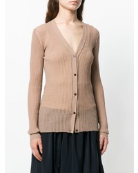 Женский светло-коричневый вязаный кардиган от Jil Sander