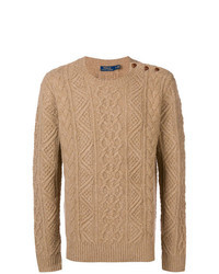 Светло-коричневый вязаный свитер