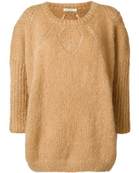 Женский светло-коричневый вязаный свитер из мохера от Mes Demoiselles