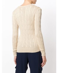 Женский светло-коричневый вязаный свитер от Polo Ralph Lauren