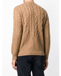 Мужской светло-коричневый вязаный свитер от Corneliani