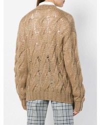 Женский светло-коричневый вязаный свитер от Prada