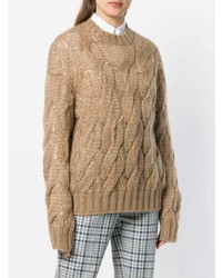 Женский светло-коричневый вязаный свитер от Prada