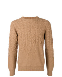 Мужской светло-коричневый вязаный свитер от Corneliani
