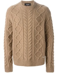 Мужской светло-коричневый вязаный свитер от DSQUARED2