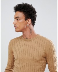 Мужской светло-коричневый вязаный свитер от Gianni Feraud