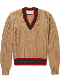 Мужской светло-коричневый вязаный свитер от Gucci