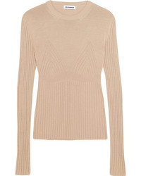 Женский светло-коричневый вязаный свитер от Jil Sander