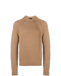 Мужской светло-коричневый вязаный свитер от Prada