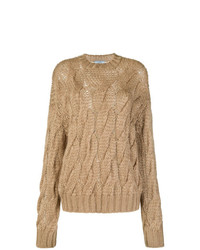 Женский светло-коричневый вязаный свитер от Prada