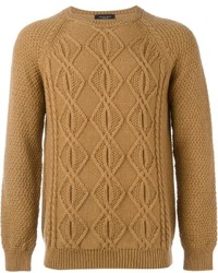 Мужской светло-коричневый вязаный свитер от Roberto Collina