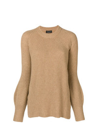 Женский светло-коричневый вязаный свитер от Roberto Collina