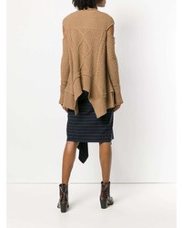 Светло-коричневый вязаный свободный свитер от Roberto Cavalli