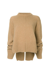 Светло-коричневый вязаный свободный свитер от Khaite
