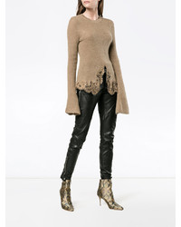 Светло-коричневый вязаный свободный свитер от Givenchy