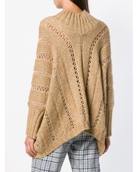 Светло-коричневый вязаный свободный свитер от Twin-Set