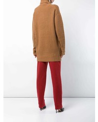 Светло-коричневый вязаный свободный свитер от Sally Lapointe