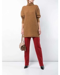 Светло-коричневый вязаный свободный свитер от Sally Lapointe