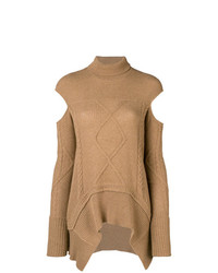 Светло-коричневый вязаный свободный свитер от Roberto Cavalli
