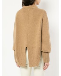 Светло-коричневый вязаный свободный свитер от Khaite