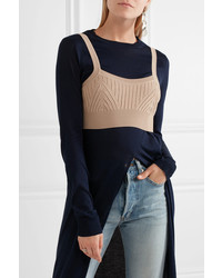 Светло-коричневый вязаный укороченный топ от Jil Sander