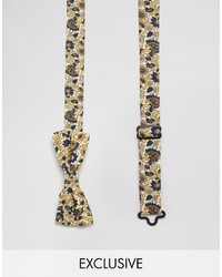 Мужской светло-коричневый галстук-бабочка с цветочным принтом от Reclaimed Vintage
