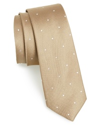 Светло-коричневый галстук в горошек