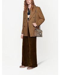 Мужской светло-коричневый двубортный пиджак в вертикальную полоску от Gucci