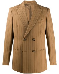 Мужской светло-коричневый двубортный пиджак в вертикальную полоску от Nanushka