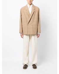 Мужской светло-коричневый двубортный пиджак в клетку от Lemaire
