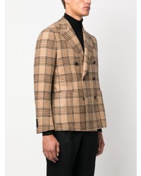 Мужской светло-коричневый двубортный пиджак в клетку от Tagliatore