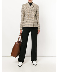 Женский светло-коричневый двубортный пиджак в клетку от Stella McCartney