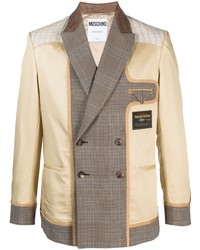 Мужской светло-коричневый двубортный пиджак в клетку от Moschino