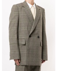 Мужской светло-коричневый двубортный пиджак в шотландскую клетку от Wooyoungmi