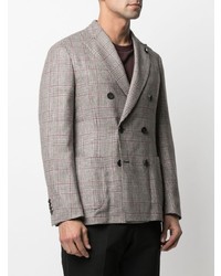 Мужской светло-коричневый двубортный пиджак в шотландскую клетку от Lardini