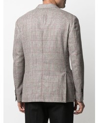 Мужской светло-коричневый двубортный пиджак в шотландскую клетку от Lardini