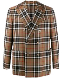 Мужской светло-коричневый двубортный пиджак в шотландскую клетку от Gabriele Pasini