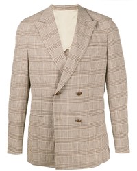 Мужской светло-коричневый двубортный пиджак в шотландскую клетку от Nanushka