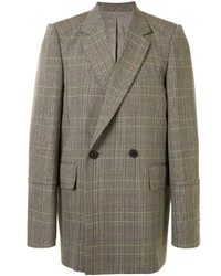 Мужской светло-коричневый двубортный пиджак в шотландскую клетку от Wooyoungmi