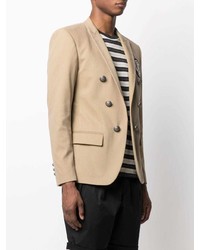 Мужской светло-коричневый двубортный пиджак с вышивкой от Balmain